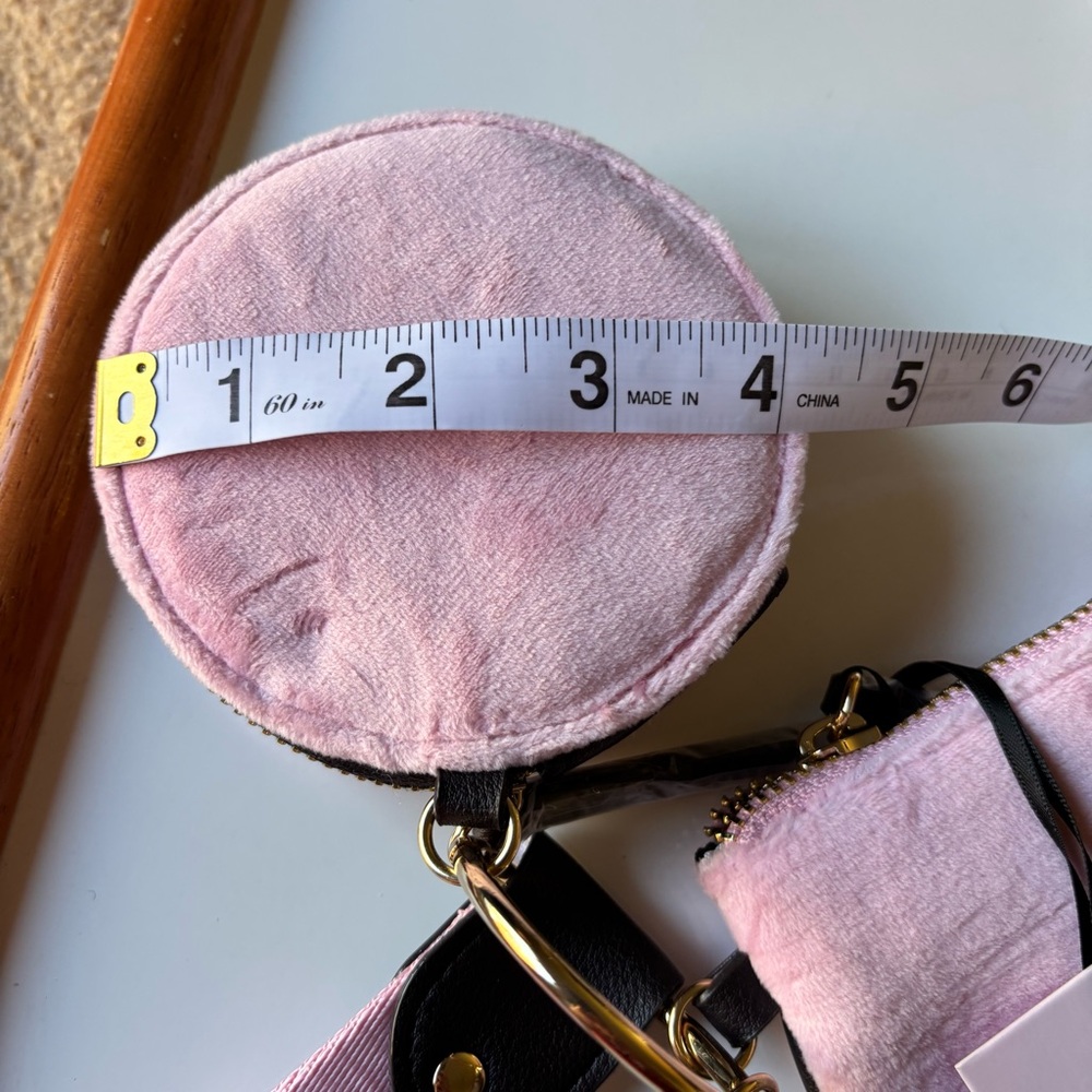 Juicy Couture Pink & Black Triple Pouch Keyring Set with Gold Accents - Picture 6 of 12